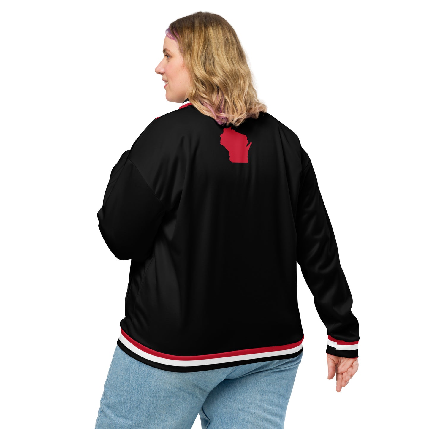 MilWaukee NICE Badger Inspo Black Bomber Jacket