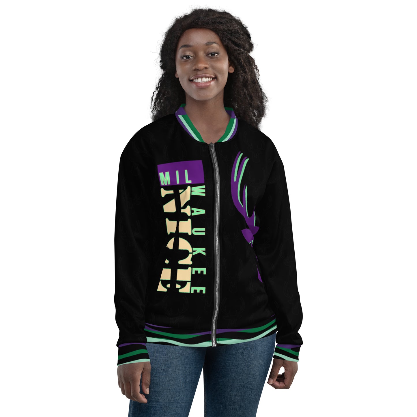 MilWaukee NICE Bucks Black and Purple Bomber Jacket
