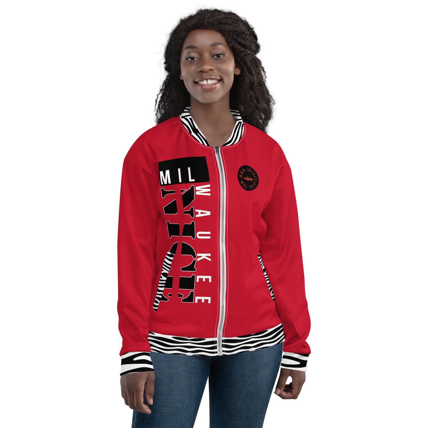 MilWaukee NICE Badger Inspo Red Bomber Jacket