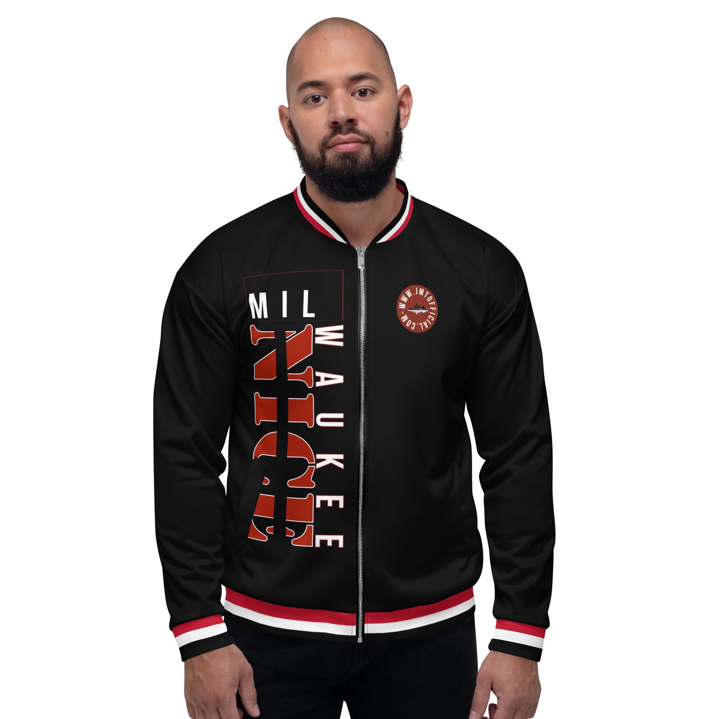 MilWaukee NICE Badger Inspo Black Bomber Jacket