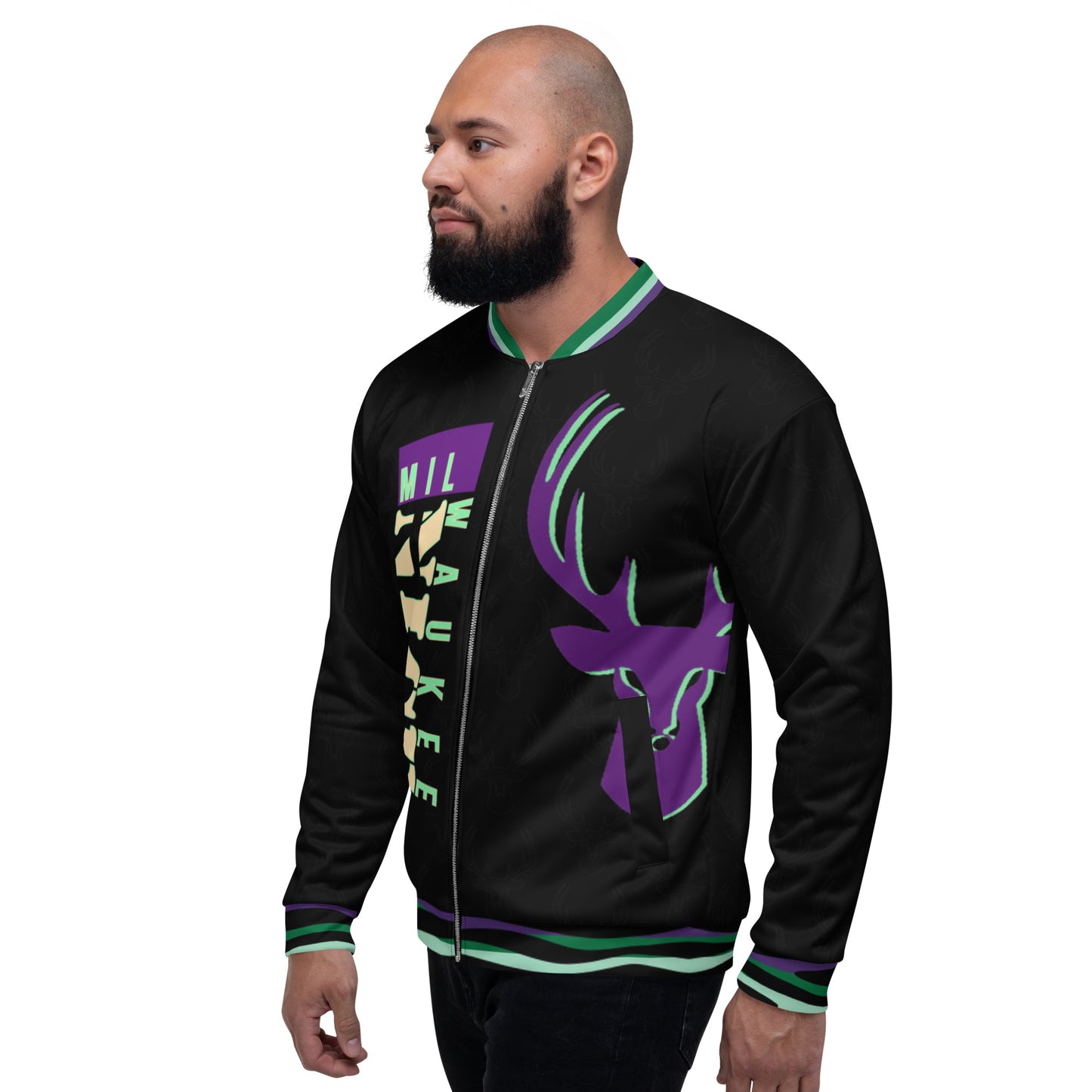MilWaukee NICE Bucks Black and Purple Bomber Jacket