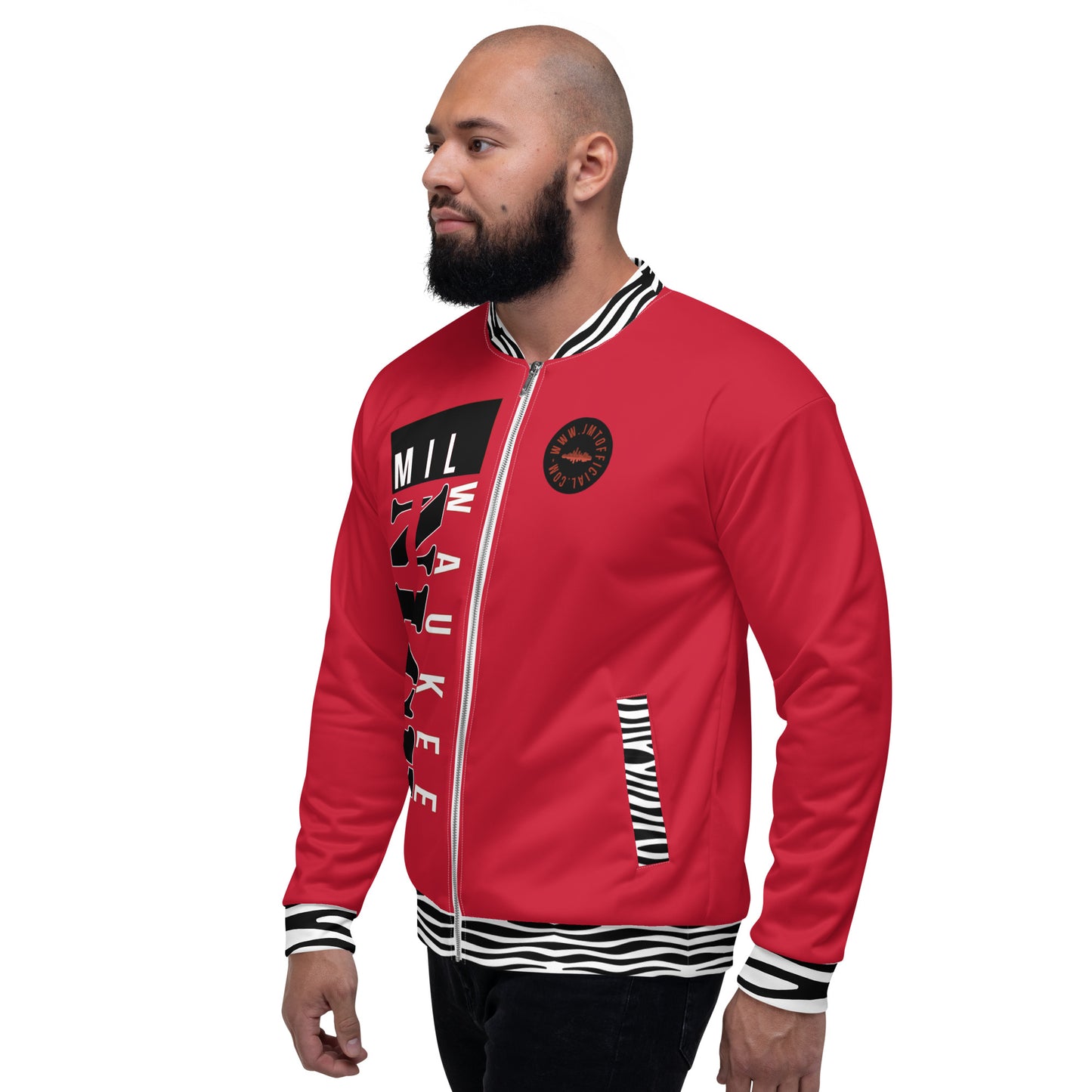 MilWaukee NICE Badger Inspo Red Bomber Jacket