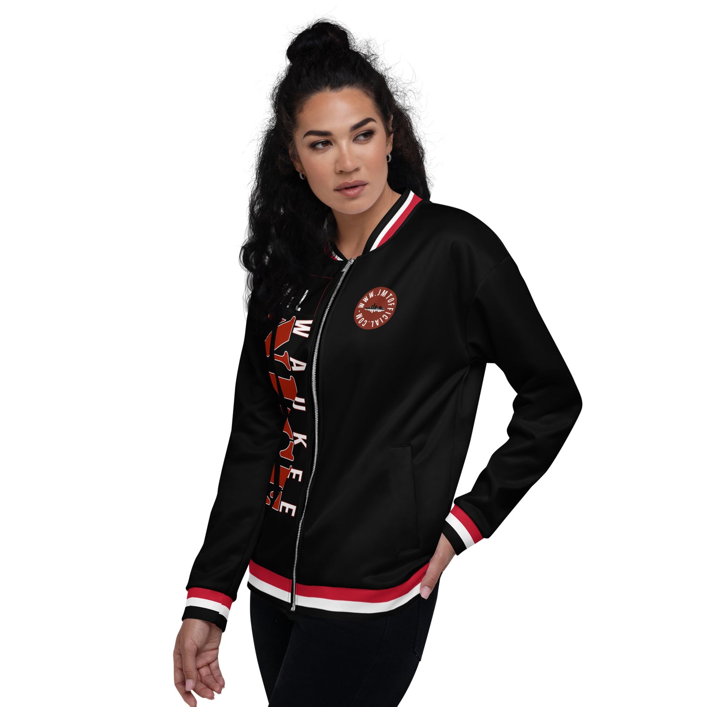 MilWaukee NICE Badger Inspo Black Bomber Jacket