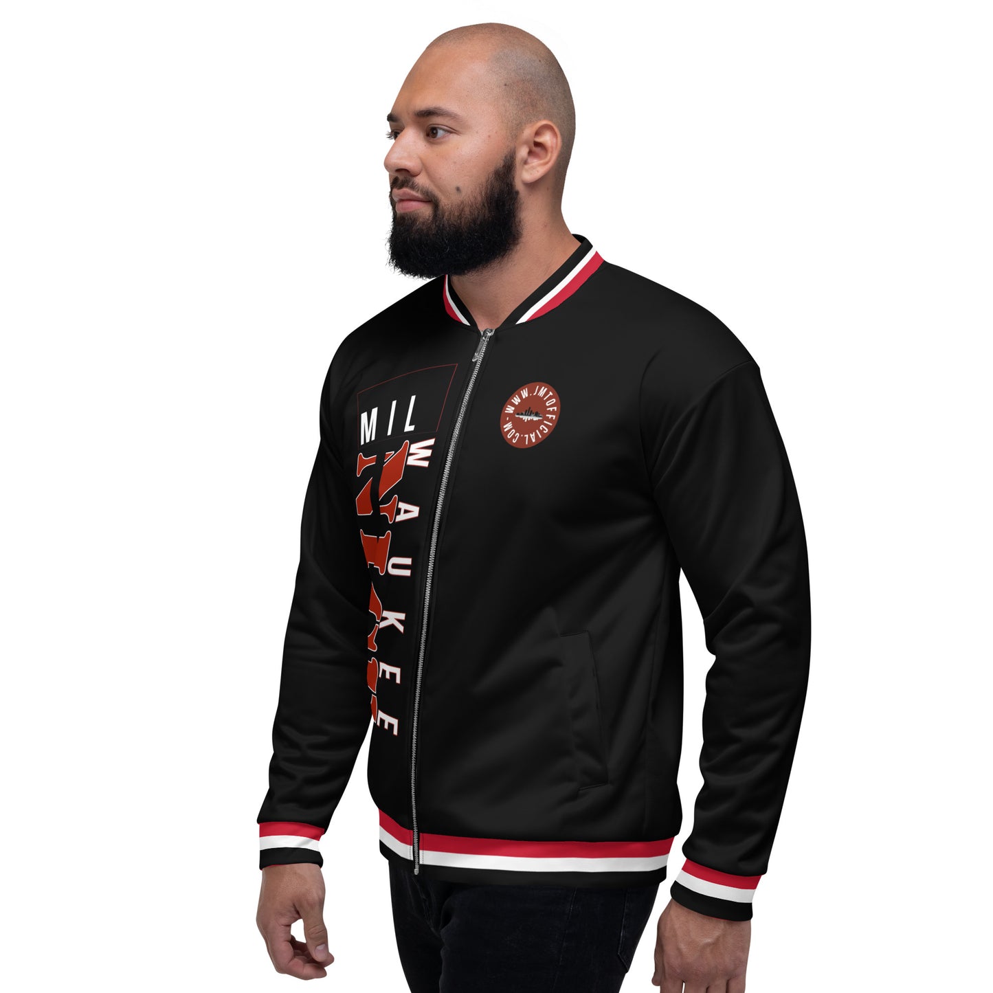 MilWaukee NICE Badger Inspo Black Bomber Jacket