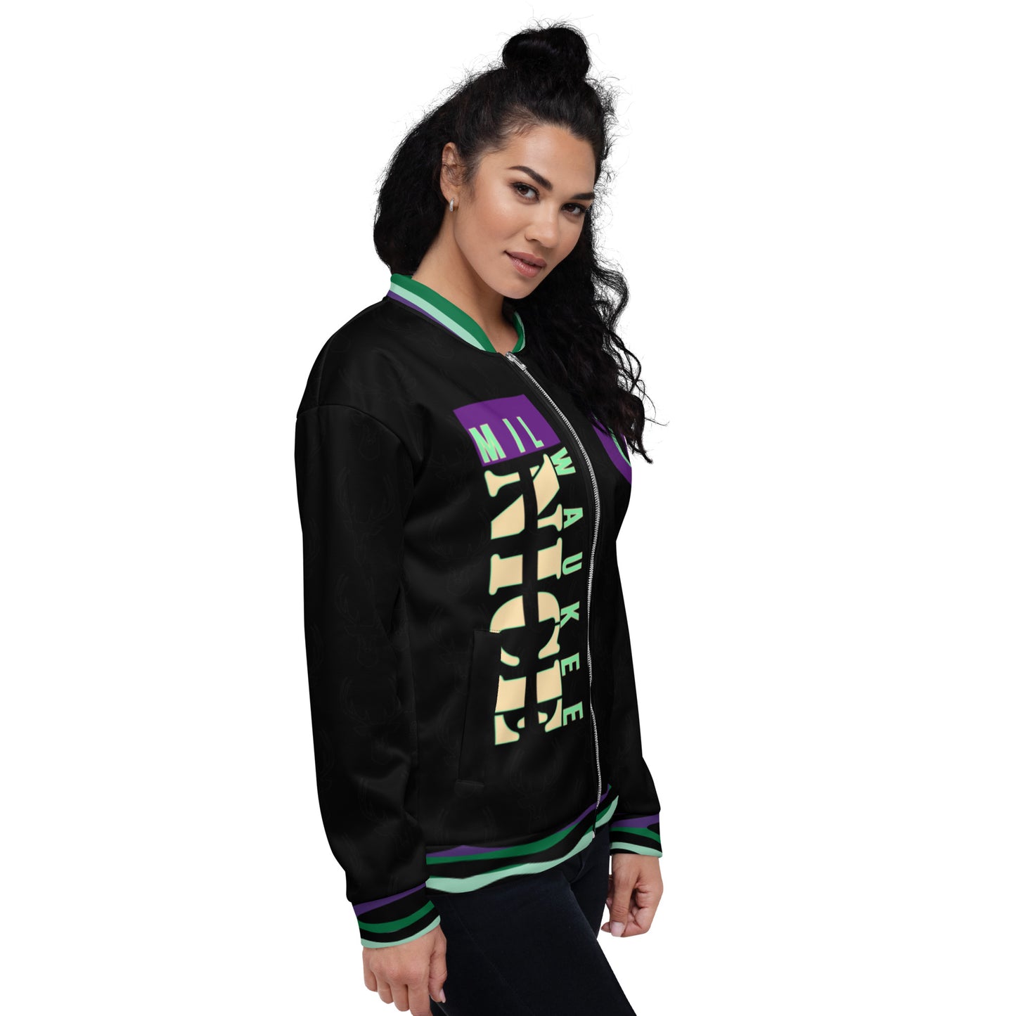 MilWaukee NICE Bucks Black and Purple Bomber Jacket