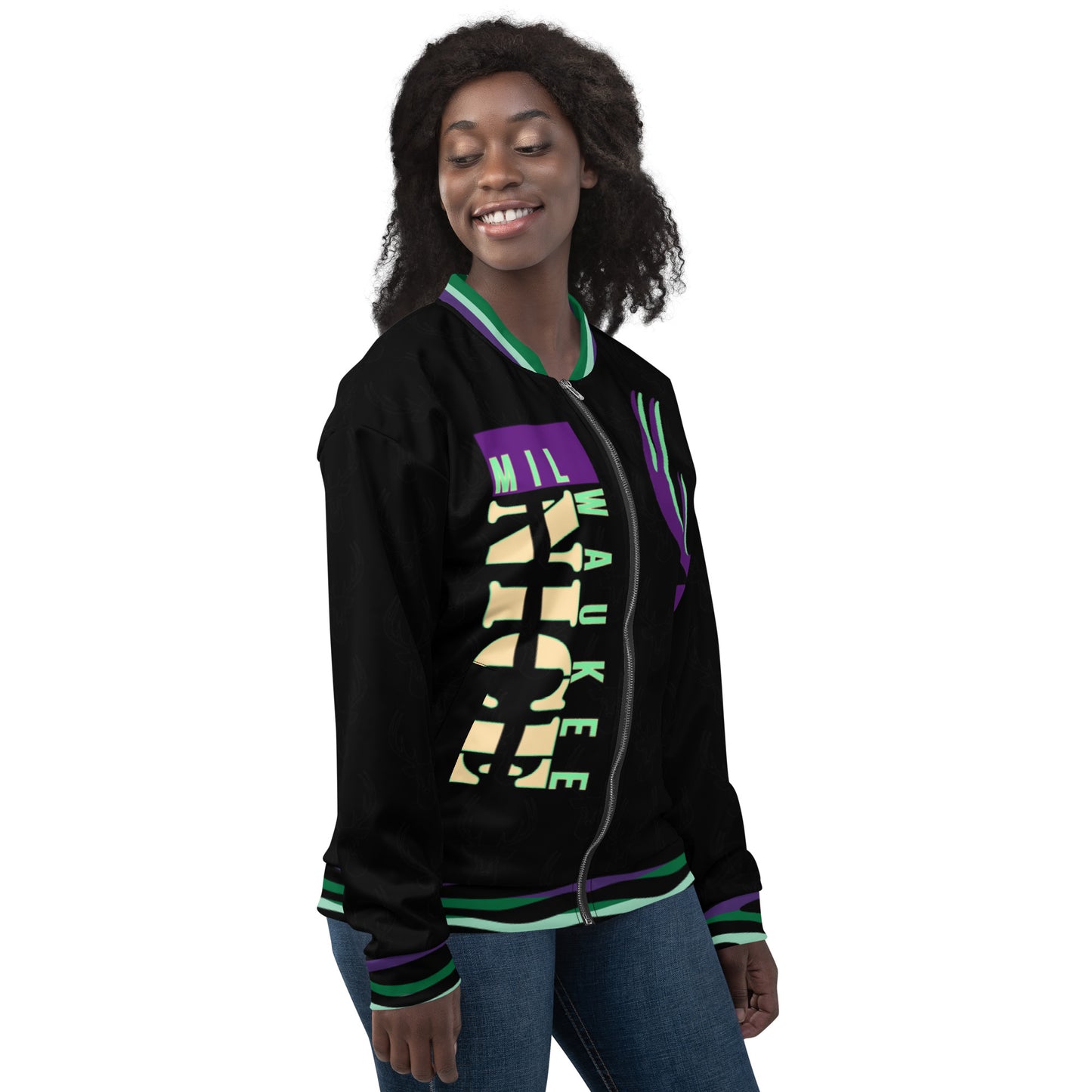 MilWaukee NICE Bucks Black and Purple Bomber Jacket