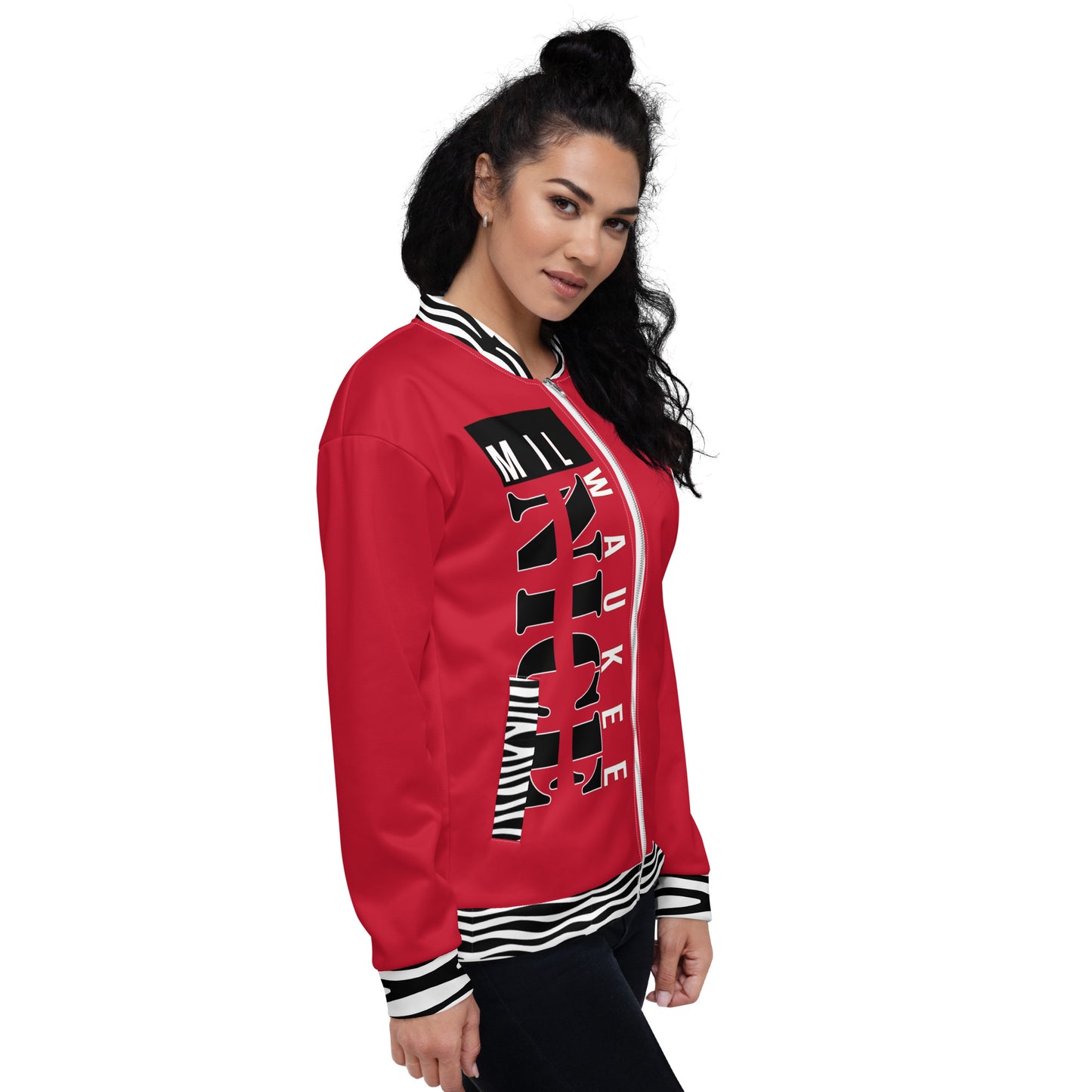 MilWaukee NICE Badger Inspo Red Bomber Jacket