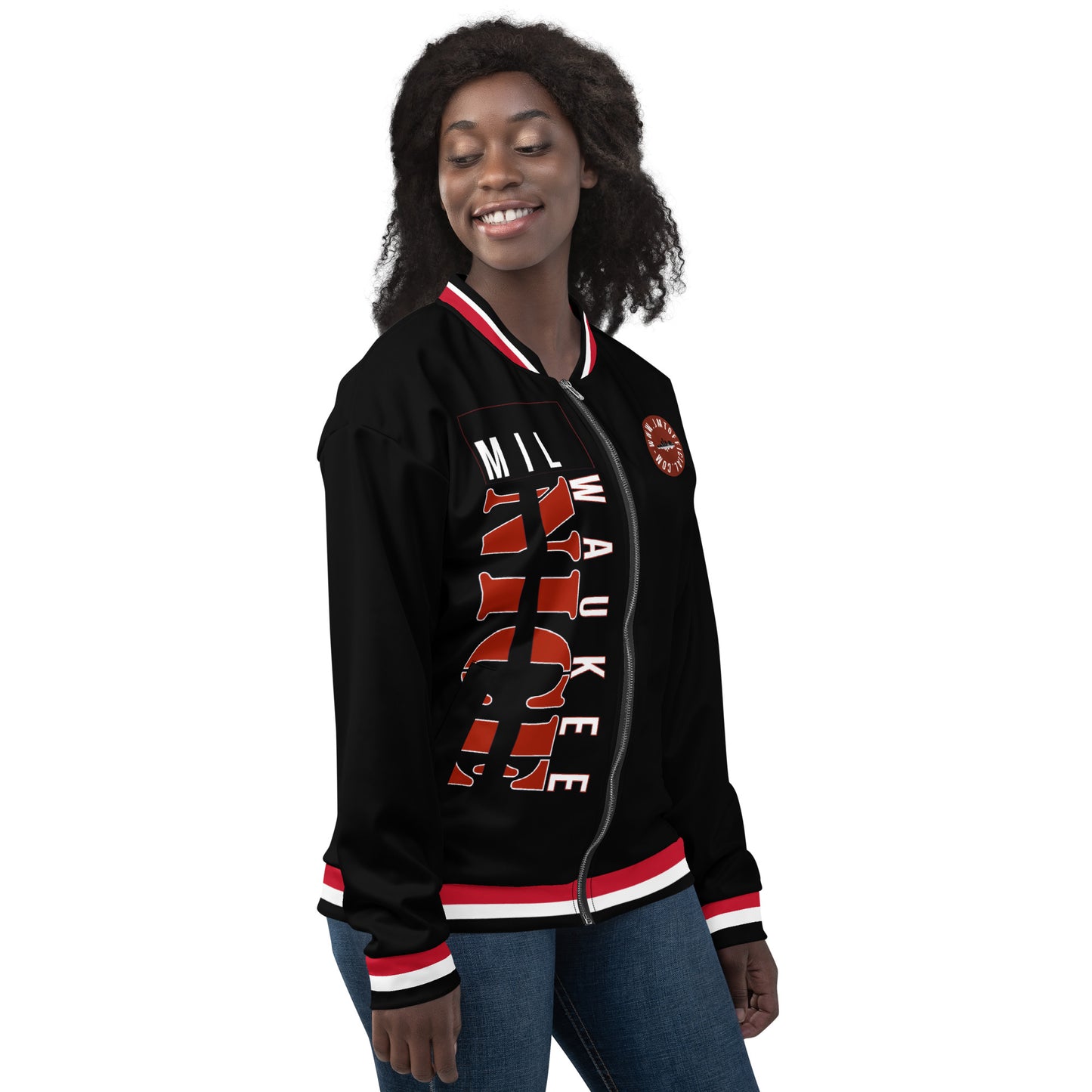 MilWaukee NICE Badger Inspo Black Bomber Jacket