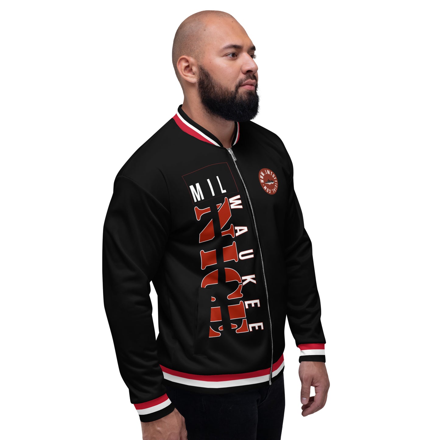 MilWaukee NICE Badger Inspo Black Bomber Jacket
