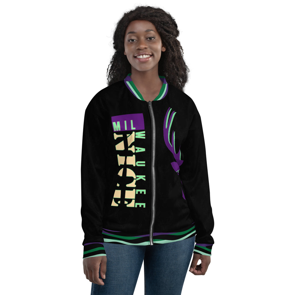 MilWaukee NICE Bucks Black and Purple Bomber Jacket