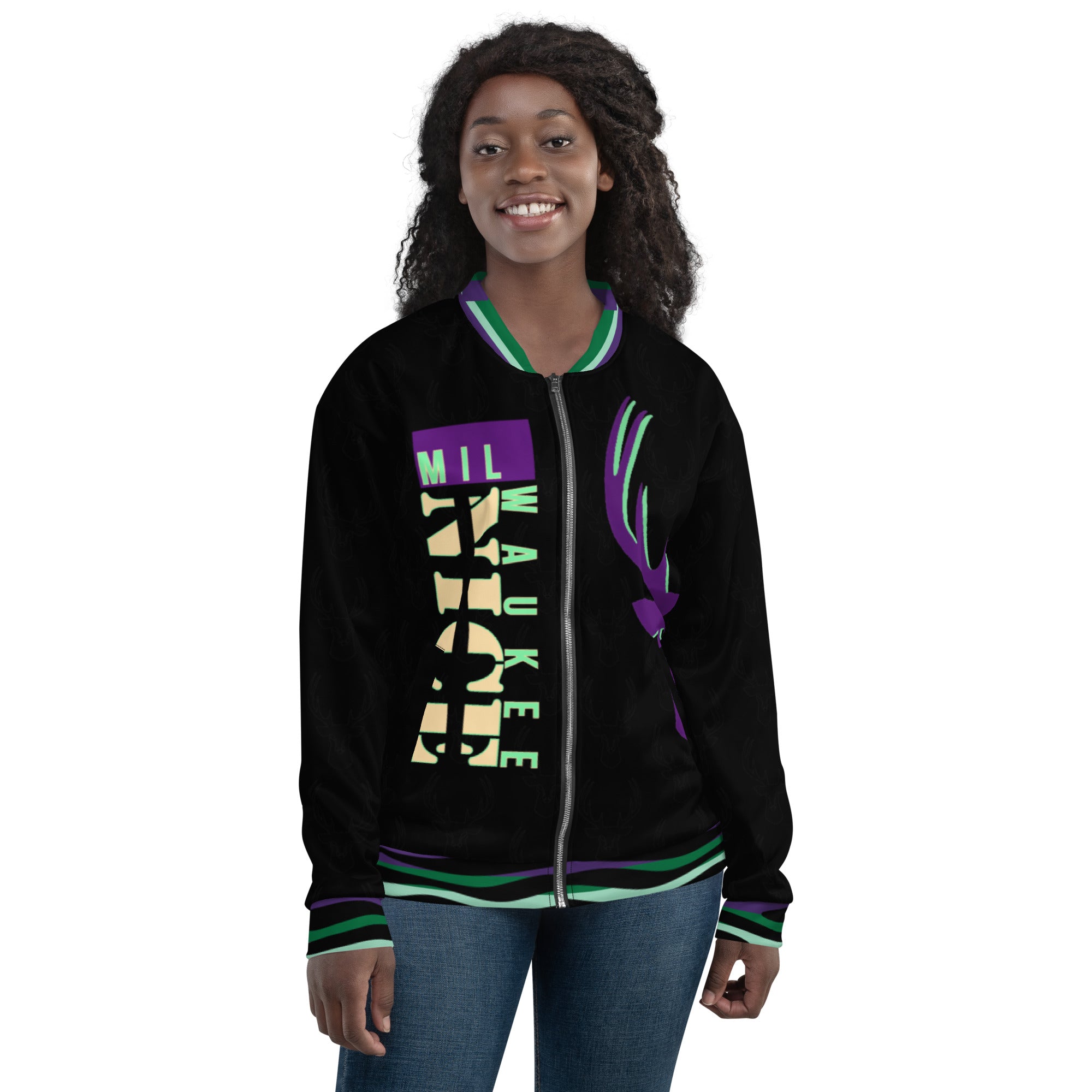 MilWaukee NICE Bucks Black and Purple Bomber Jacket