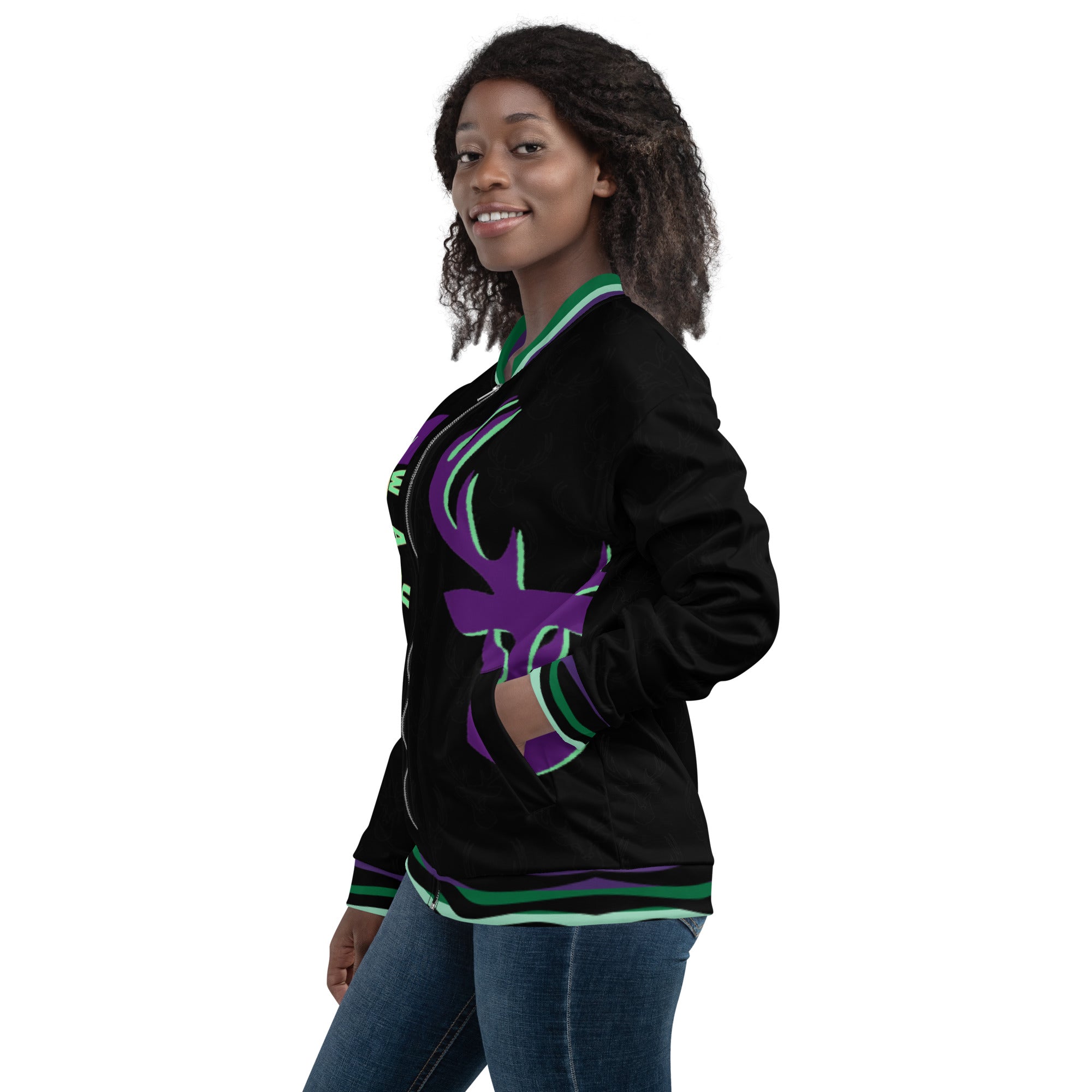 MilWaukee NICE Bucks Black and Purple Bomber Jacket